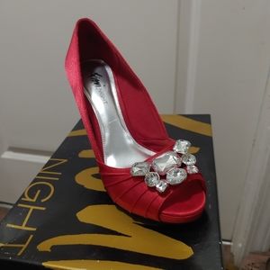 Red Heels with Jewel Accent